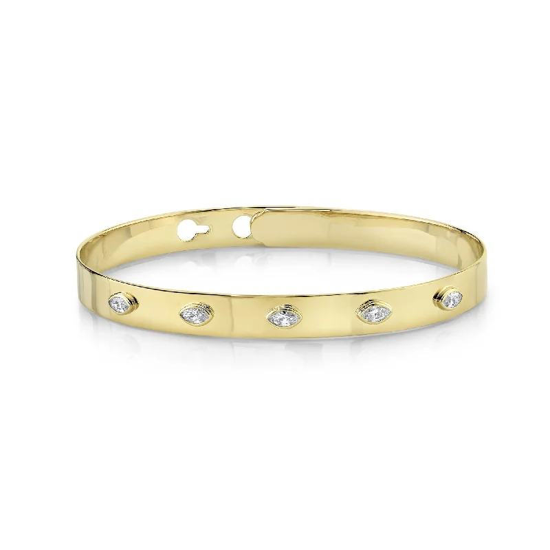 Marquise Bezel Latch Lock Bangle